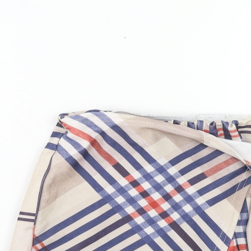 IX London Womens Multicoloured Plaid Polyester Wrap Shorts Size 12 Regular Tie
