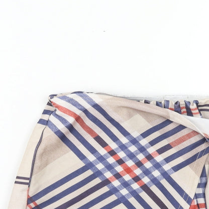 IX London Womens Multicoloured Plaid Polyester Wrap Shorts Size 12 Regular Tie