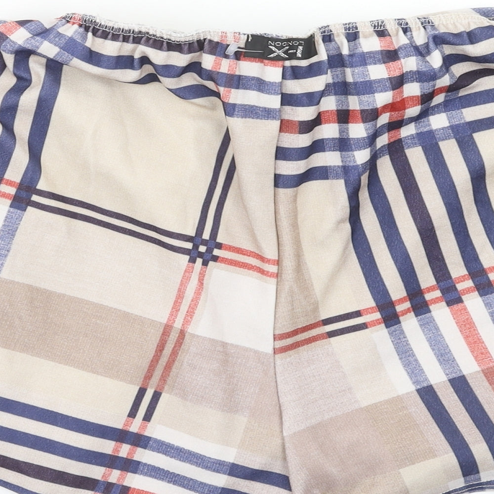 IX London Womens Multicoloured Plaid Polyester Wrap Shorts Size 12 Regular Tie