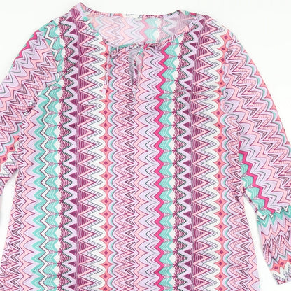 Preworn Womens Multicoloured Geometric Polyester Shift Size L Round Neck Tie