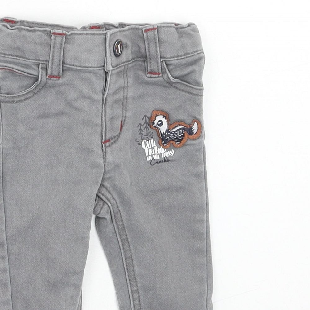 creeks Baby Grey Cotton Capri Jeans Size 3-6 Months Zip