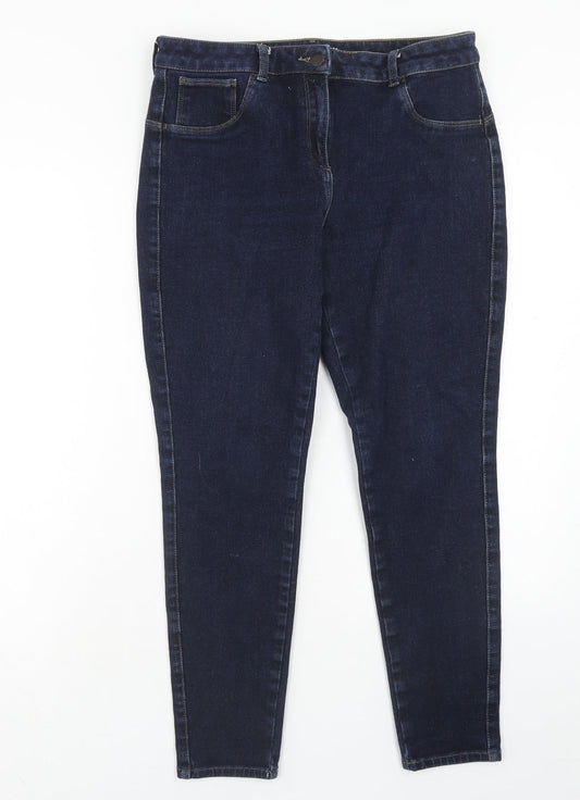 NEXT Womens Blue Cotton Skinny Jeans Size 32 in Regular Button