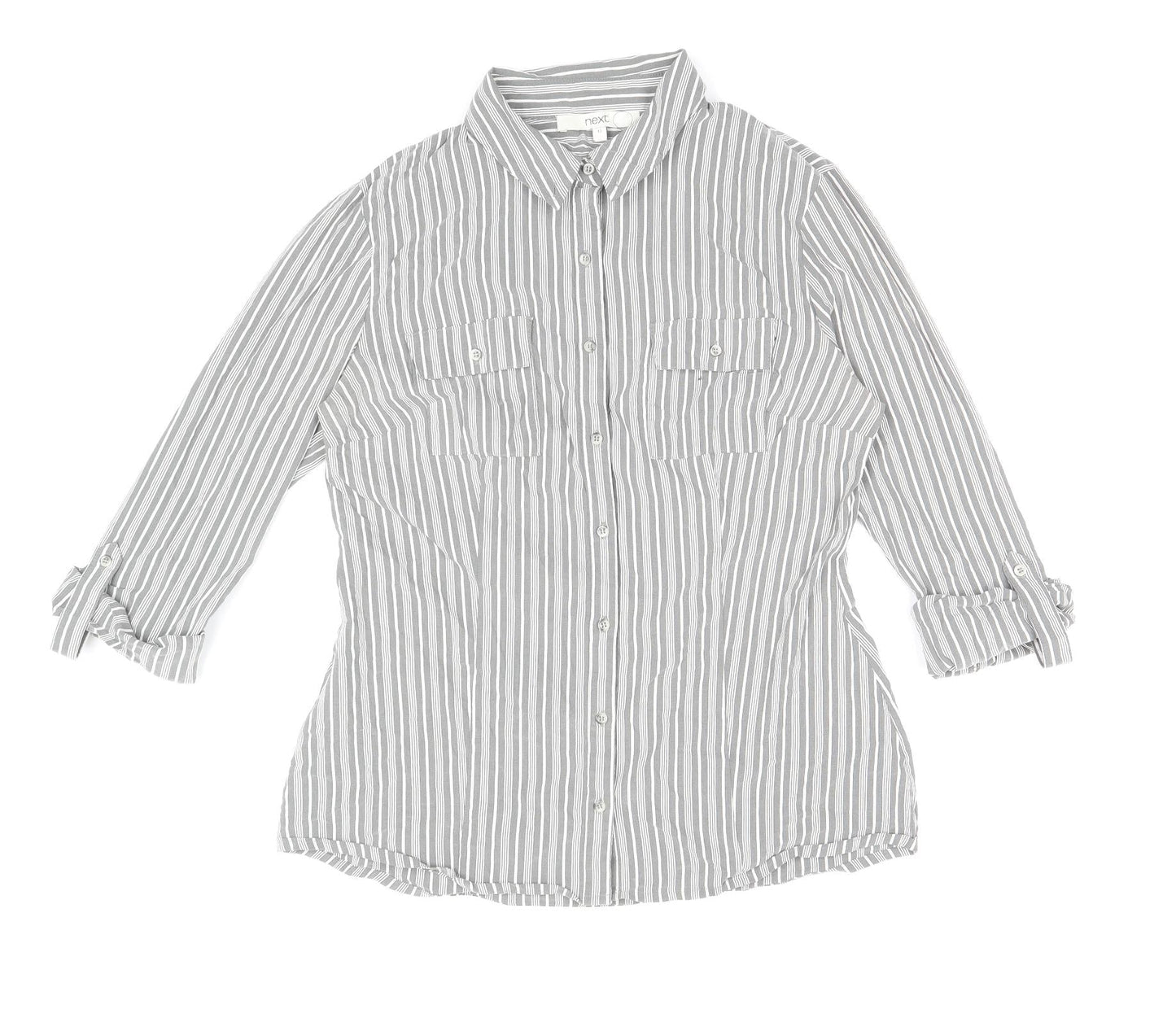 Womens UK Size 12 NEXT Grey Basic Button-Up