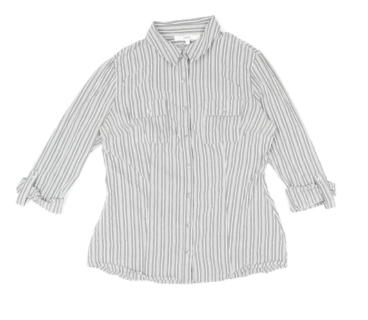 Womens UK Size 12 NEXT Grey Basic Button-Up