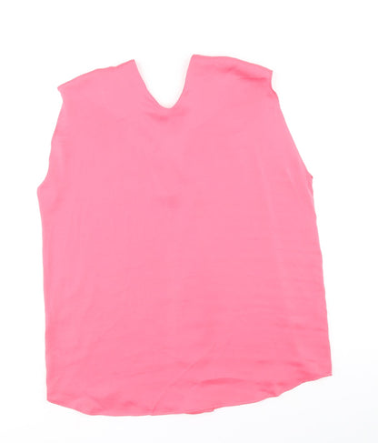 Marks and Spencer Womens Pink Polyester Basic Tank Size 14 V-Neck