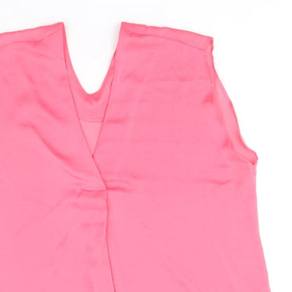Marks and Spencer Womens Pink Polyester Basic Tank Size 14 V-Neck