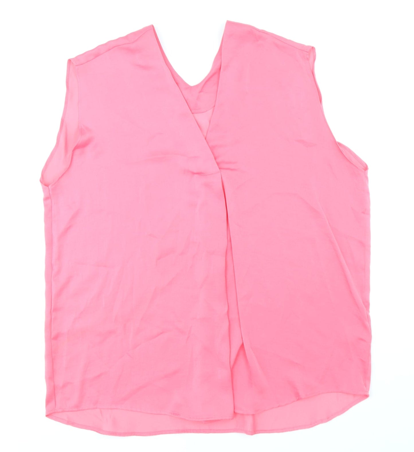 Marks and Spencer Womens Pink Polyester Basic Blouse Size 16 V-Neck