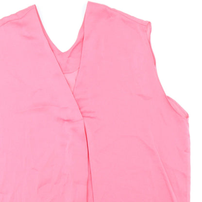 Marks and Spencer Womens Pink Polyester Basic Blouse Size 16 V-Neck
