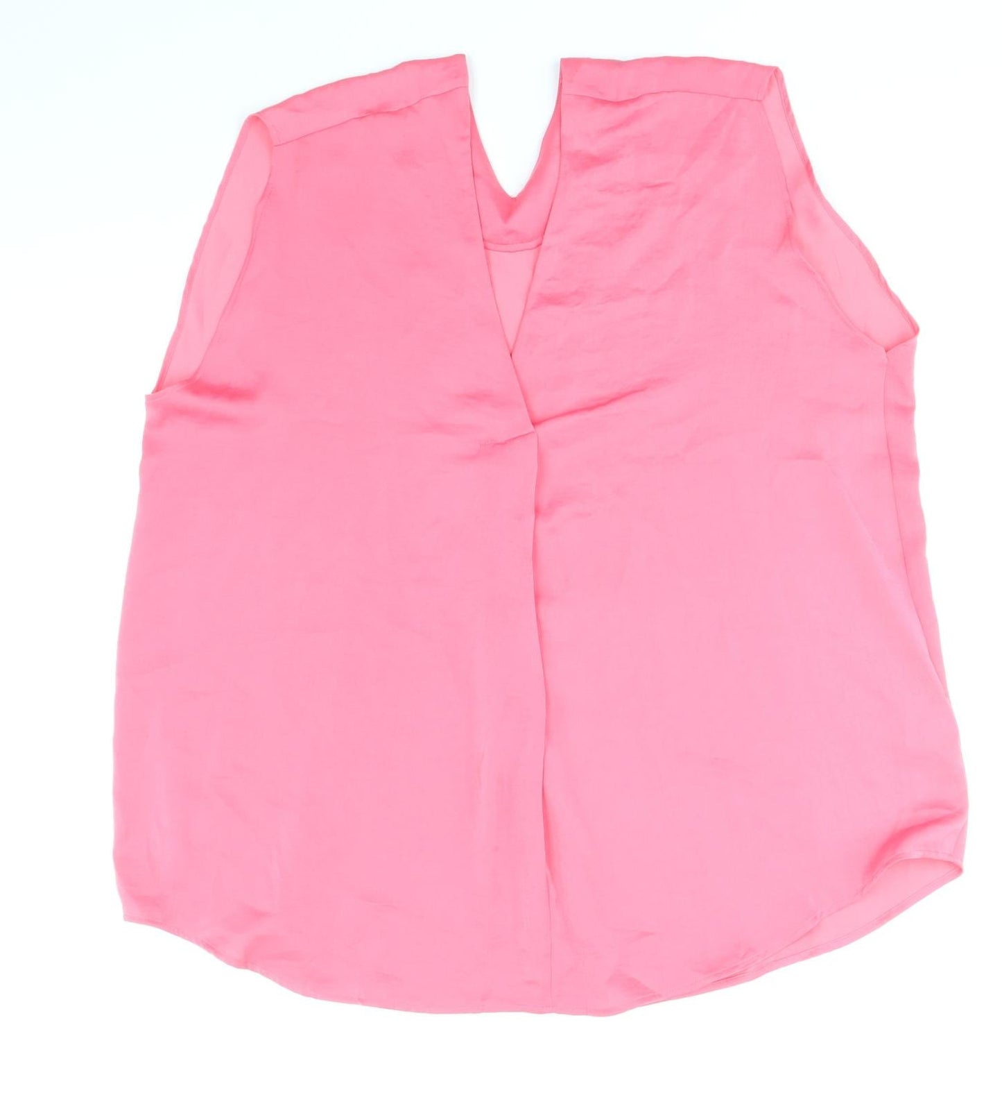 marks and Womens Pink Polyester Basic Blouse Size 16 V-Neck