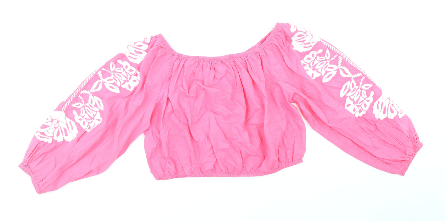 Womens UK Size 18 Marks and Spencer Pink Cropped Blouse