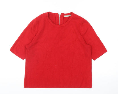George Womens Red Round Neck Polyester Pullover Jumper Size 12