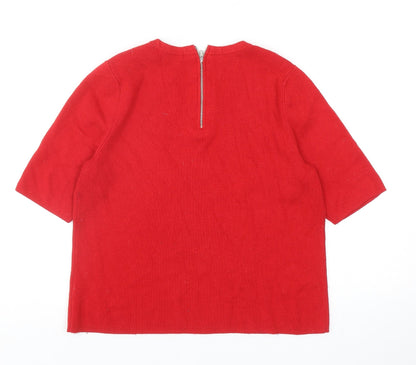 George Womens Red Round Neck Polyester Pullover Jumper Size 12
