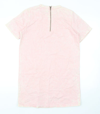 The Rockn Rev Womens Pink Cotton T-Shirt Dress Size 10 Round Neck Zip