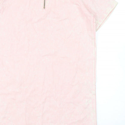 The Rockn Rev Womens Pink Cotton T-Shirt Dress Size 10 Round Neck Zip