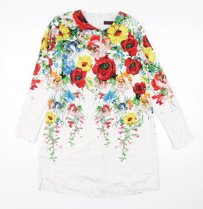 Mek Kembang Cotton Womens Multicoloured Floral Cotton Mini Size S Round Neck Zip