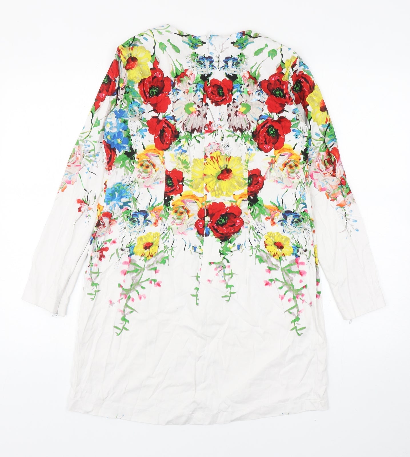 Mek Kembang Cotton Womens Multicoloured Floral Cotton Mini Size S Round Neck Zip