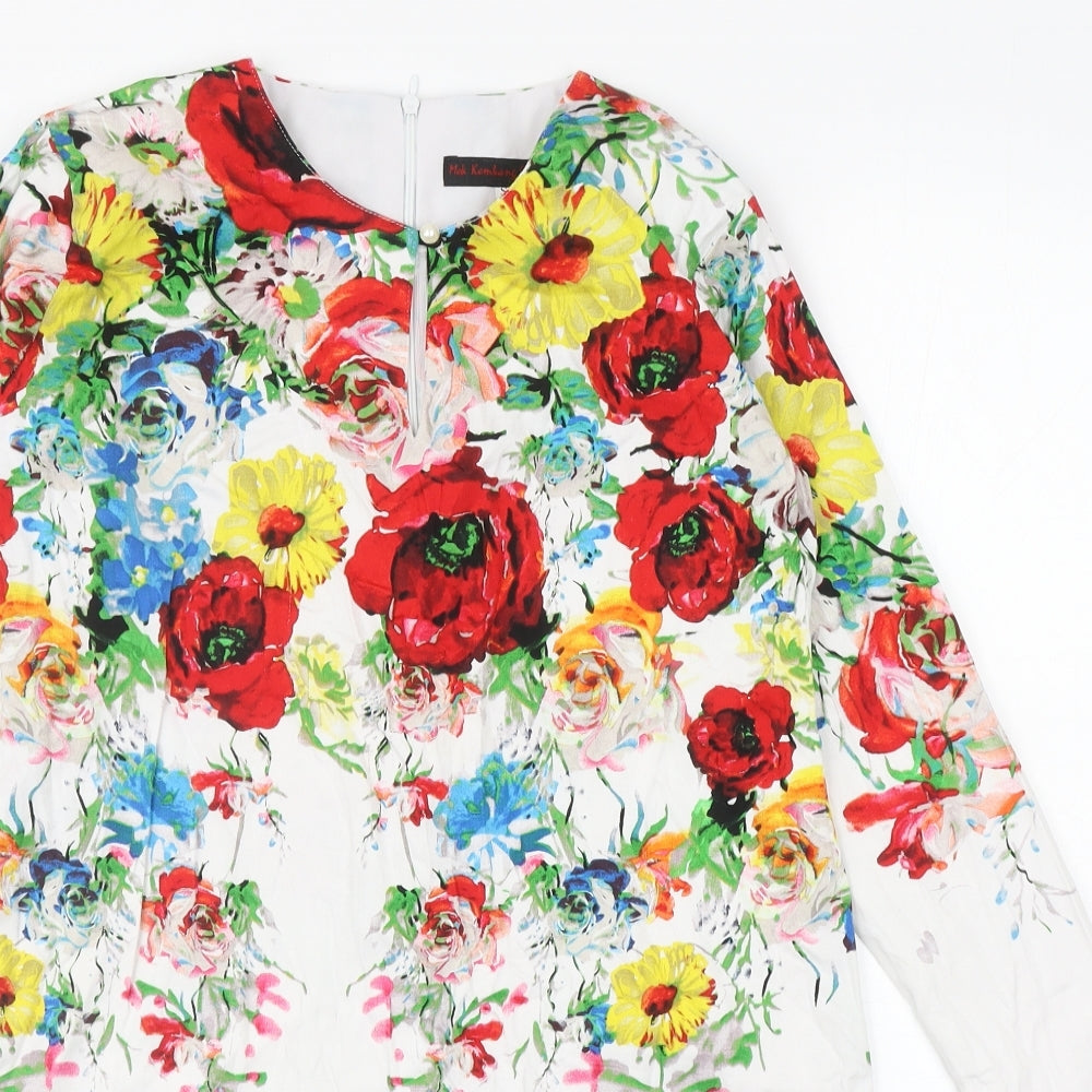 Mek Kembang Cotton Womens Multicoloured Floral Cotton Mini Size S Round Neck Zip
