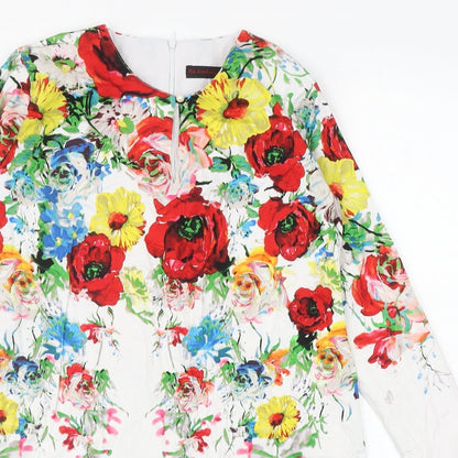Mek Kembang Cotton Womens Multicoloured Floral Cotton Mini Size S Round Neck Zip