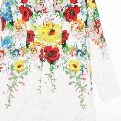 Mek Kembang Cotton Womens Multicoloured Floral Cotton Mini Size S Round Neck Zip