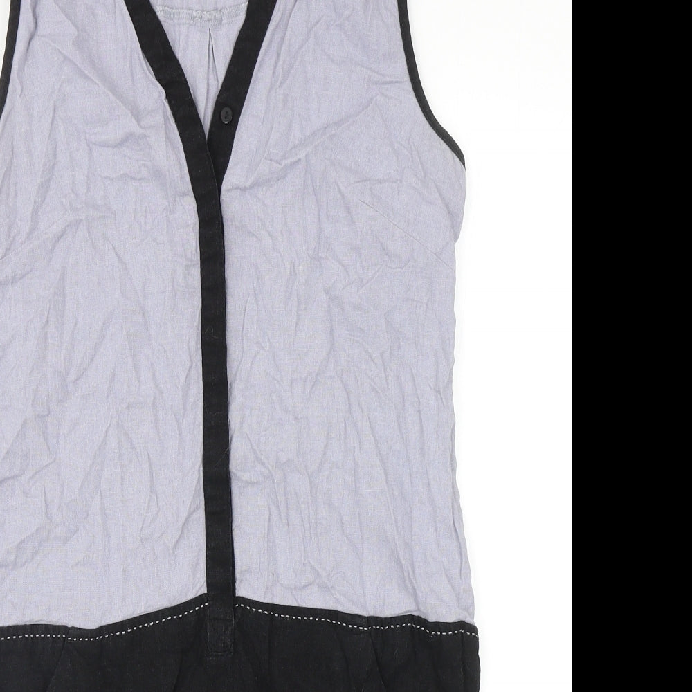 NEXT Womens Grey Colourblock Viscose Shift Size 10 V-Neck Button