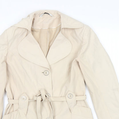 Womens UK Size 10 BHS Beige Trench Coat
