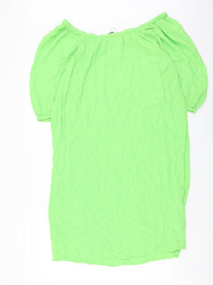 Marks and Spencer Womens Green Viscose A-Line Size S Off the Shoulder Pullover