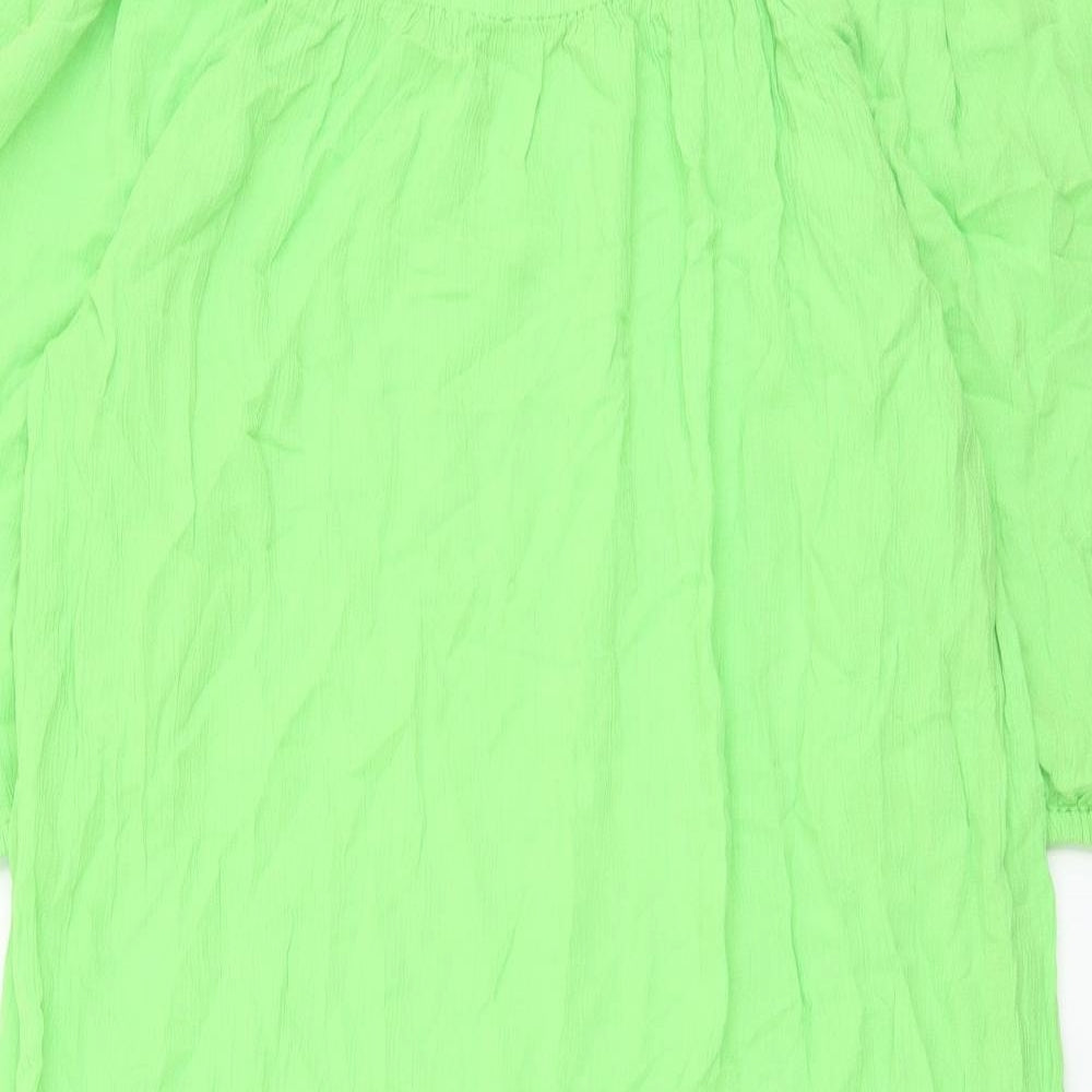 Marks and Spencer Womens Green Viscose A-Line Size S Off the Shoulder Pullover