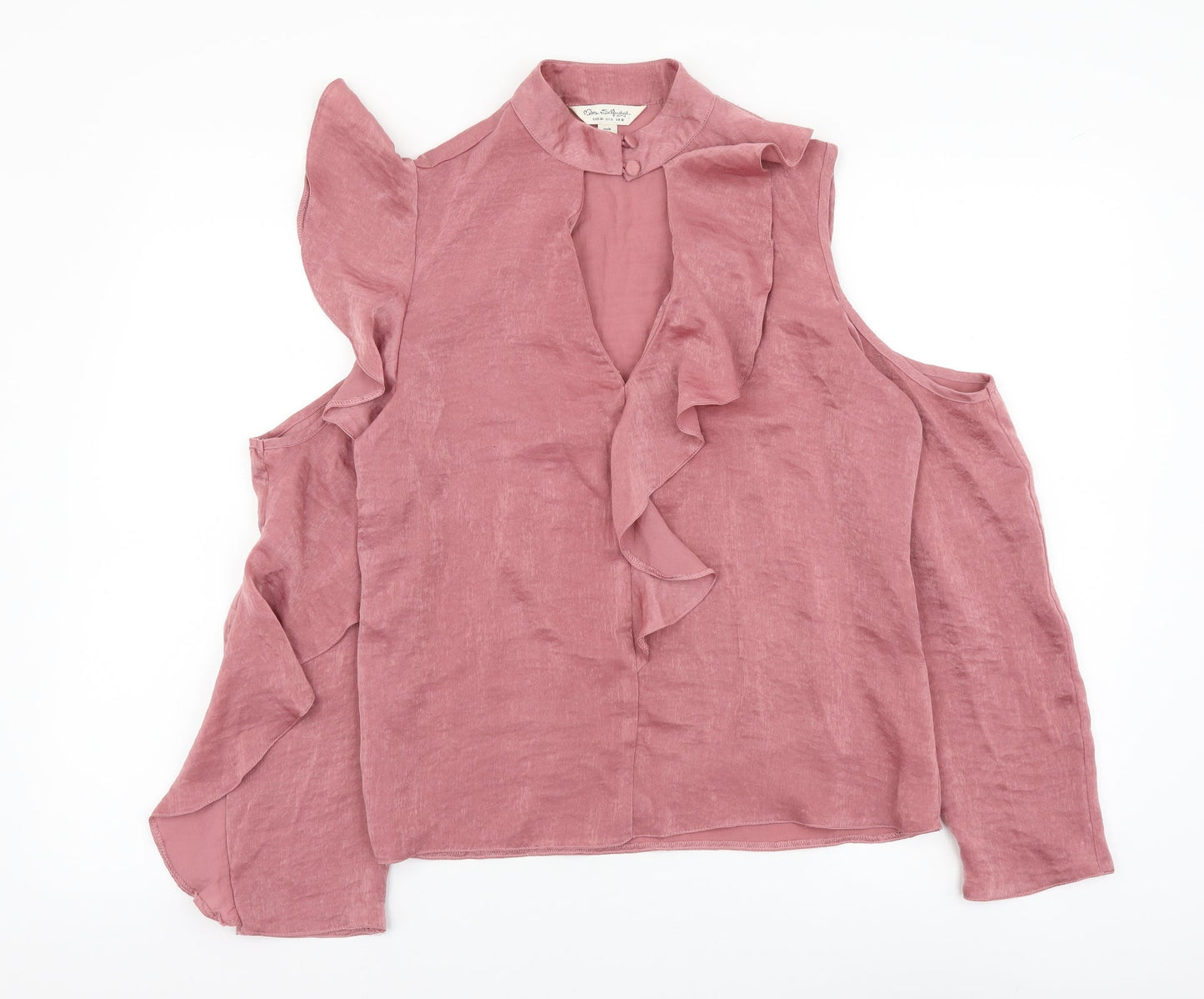 Miss Selfridge Womens Pink Polyester Basic Blouse Size 10 Round Neck
