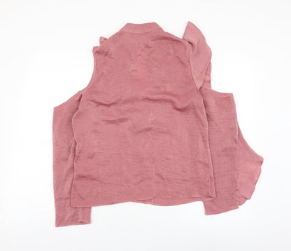 Miss Selfridge Womens Pink Polyester Basic Blouse Size 10 Round Neck