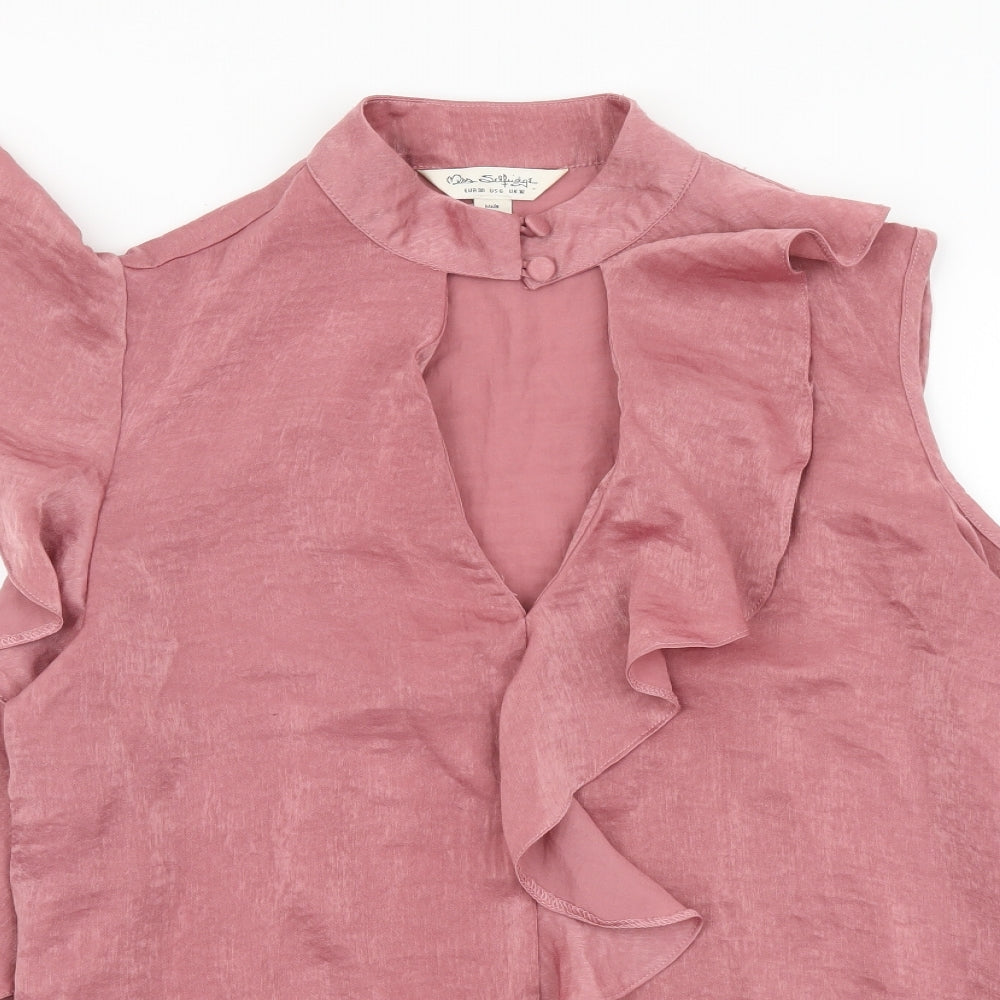 Miss Selfridge Womens Pink Polyester Basic Blouse Size 10 Round Neck