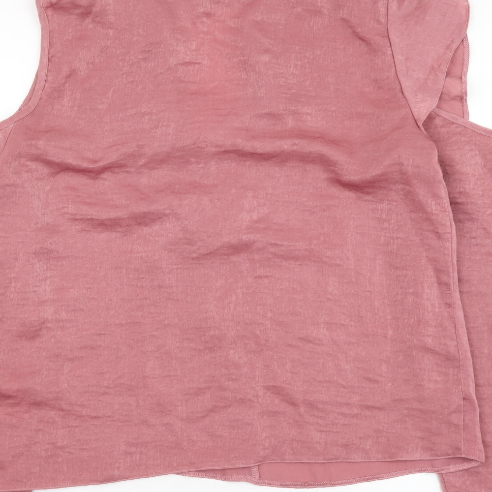 Miss Selfridge Womens Pink Polyester Basic Blouse Size 10 Round Neck