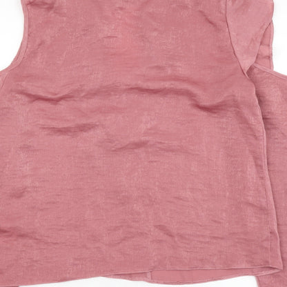 Miss Selfridge Womens Pink Polyester Basic Blouse Size 10 Round Neck