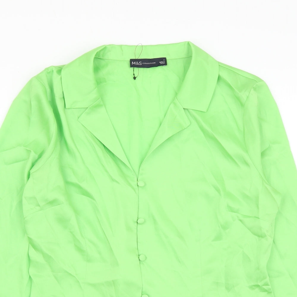 Womens UK Size 6 Marks and Spencer Green Basic Button-Up