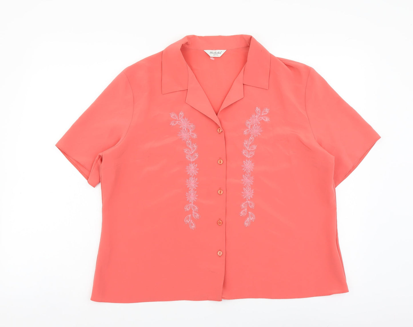 Berkertex Womens Orange Polyester Basic Button-Up Size 16 Collared