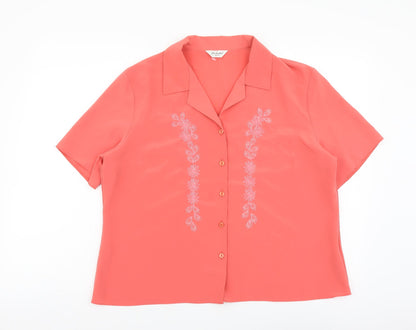 Berkertex Womens Orange Polyester Basic Button-Up Size 16 Collared
