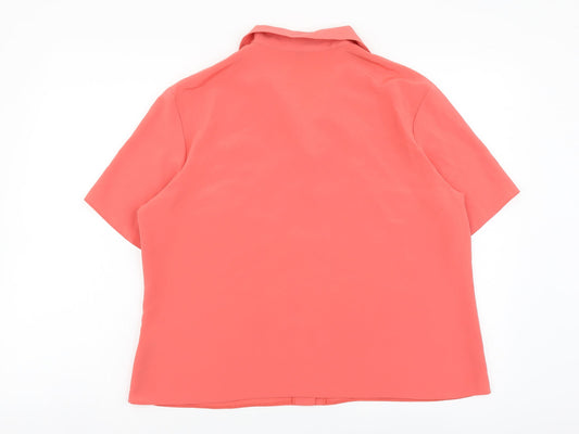 Berkertex Womens Orange Polyester Basic Button-Up Size 16 Collared