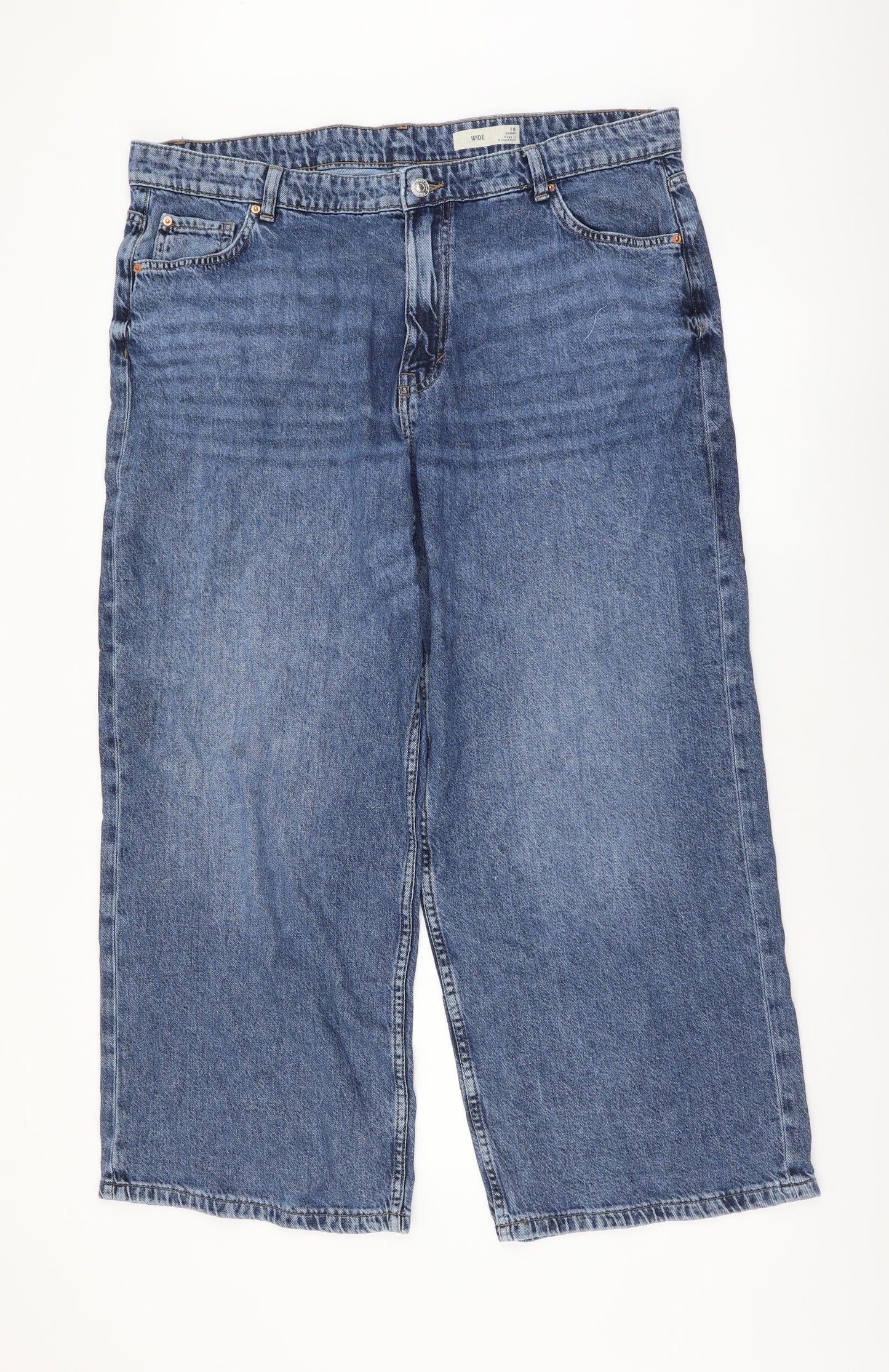 Womens UK Size 18 Marks and Spencer Regular Fit Straight Blue Jeans
