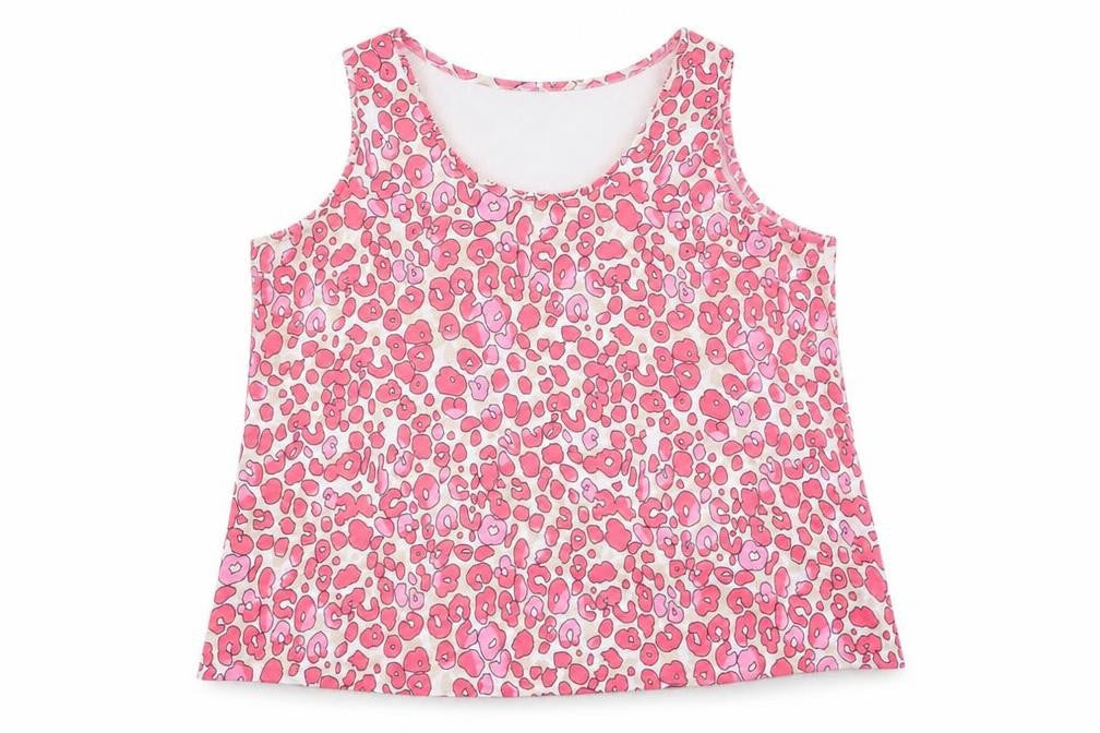 Marks and Spencer Womens Pink Animal Print Polyester Basic Tank Size 14 Scoop Neck - Leopard Print