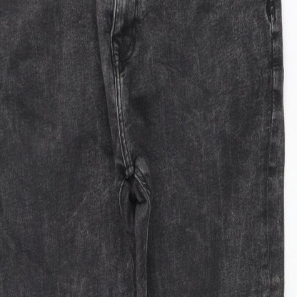 Bershka Womens Grey Cotton Skinny Jeans Size L L28 in Regular Button