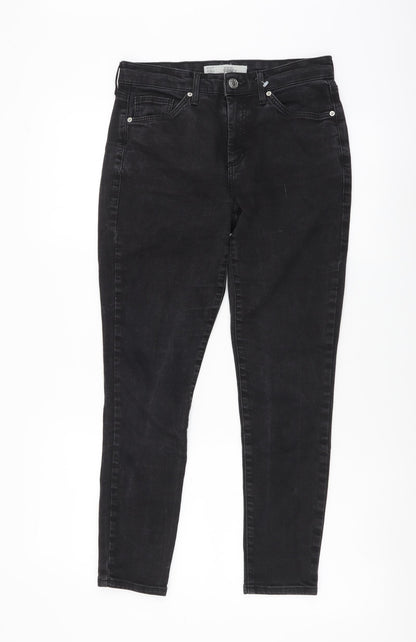 Topshop Womens Black Cotton Skinny Jeans Size 28 in L30 in Regular Button