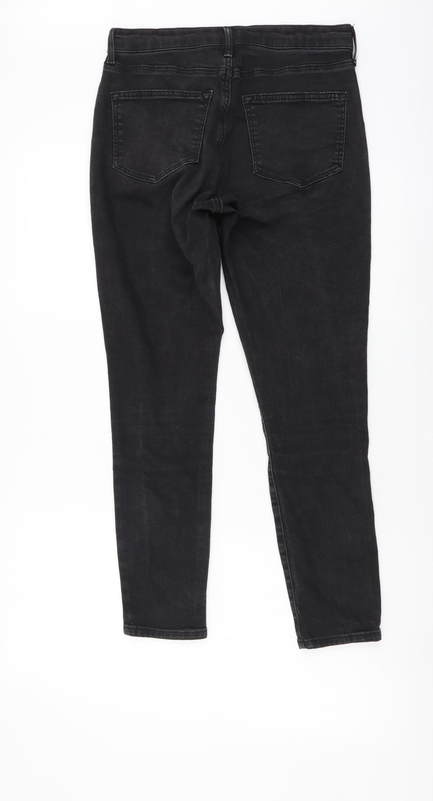 Topshop Womens Black Cotton Skinny Jeans Size 28 in L30 in Regular Button