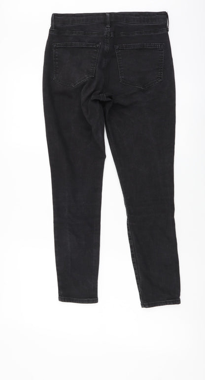 Topshop Womens Black Cotton Skinny Jeans Size 28 in L30 in Regular Button