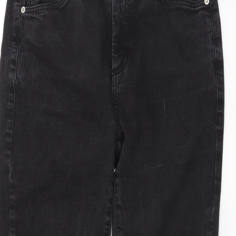 Topshop Womens Black Cotton Skinny Jeans Size 28 in L30 in Regular Button