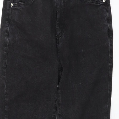 Topshop Womens Black Cotton Skinny Jeans Size 28 in L30 in Regular Button
