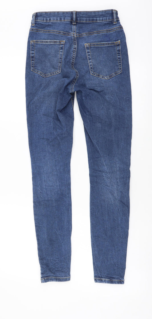 Denim & Co. Womens Blue Cotton Skinny Jeans Size 8 L28 in Regular Button