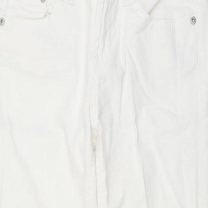 Denim & Co. Womens White Cotton Cropped Jeans Size 12 L20 in Regular Button