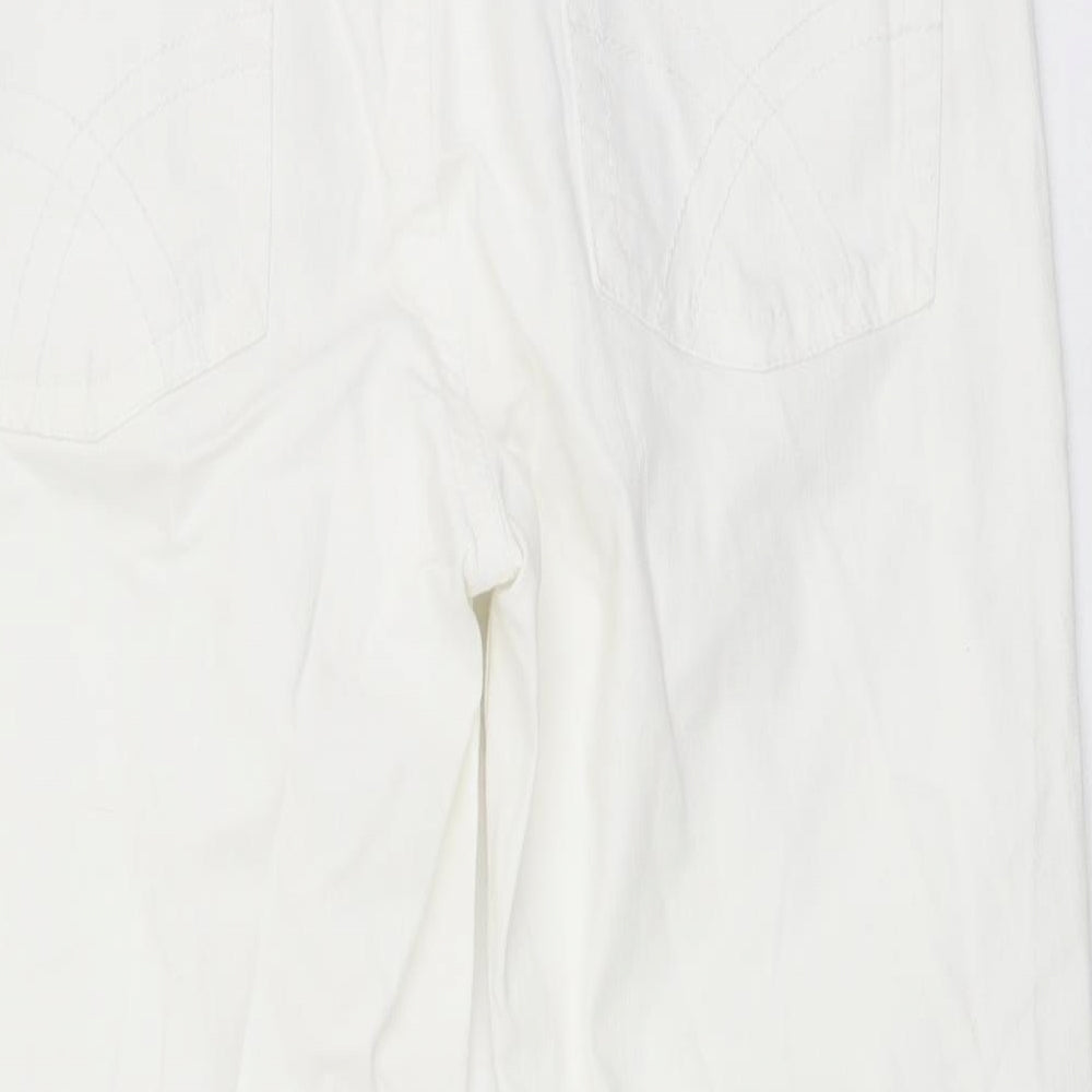 Denim & Co. Womens White Cotton Cropped Jeans Size 12 L20 in Regular Button