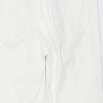 Denim & Co. Womens White Cotton Cropped Jeans Size 12 L20 in Regular Button