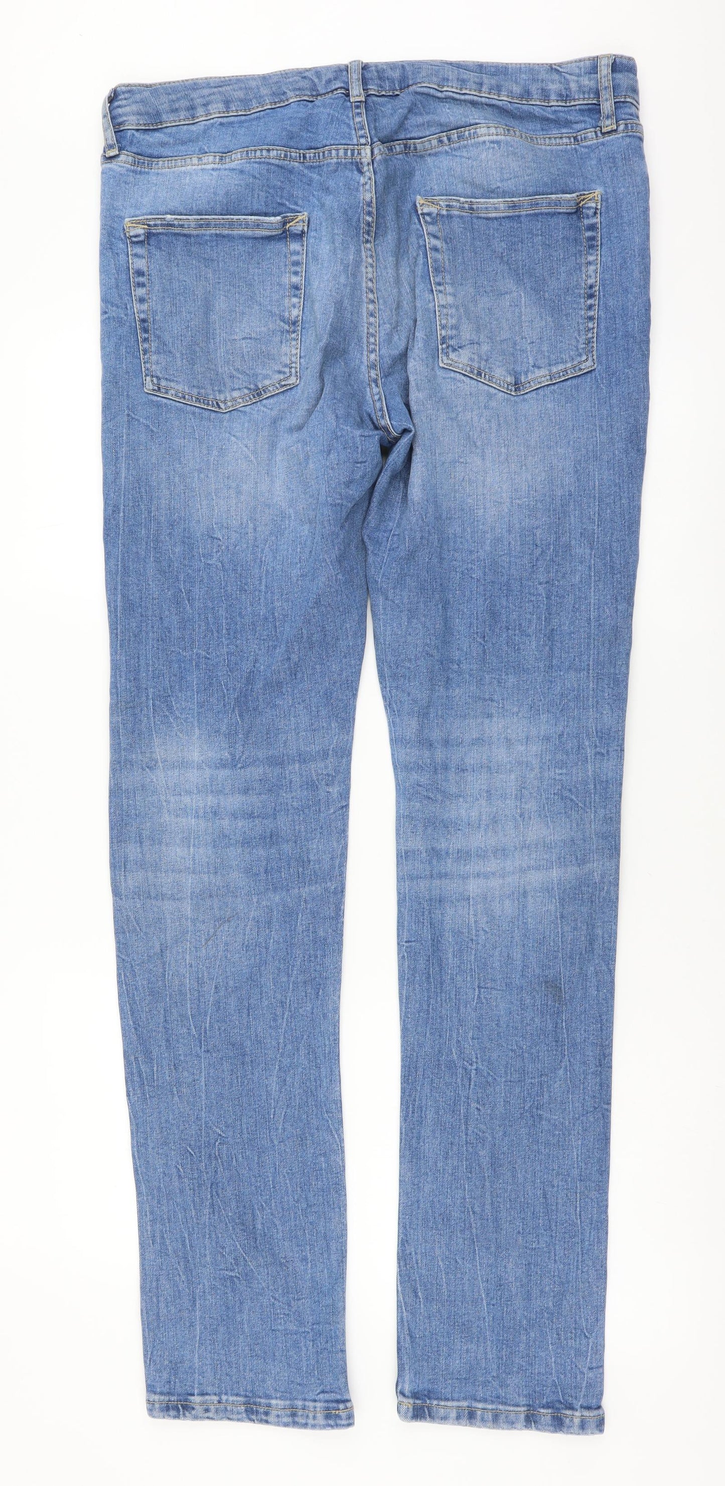Mens UK Size 34 in Topman Regular Fit Straight Blue Jeans