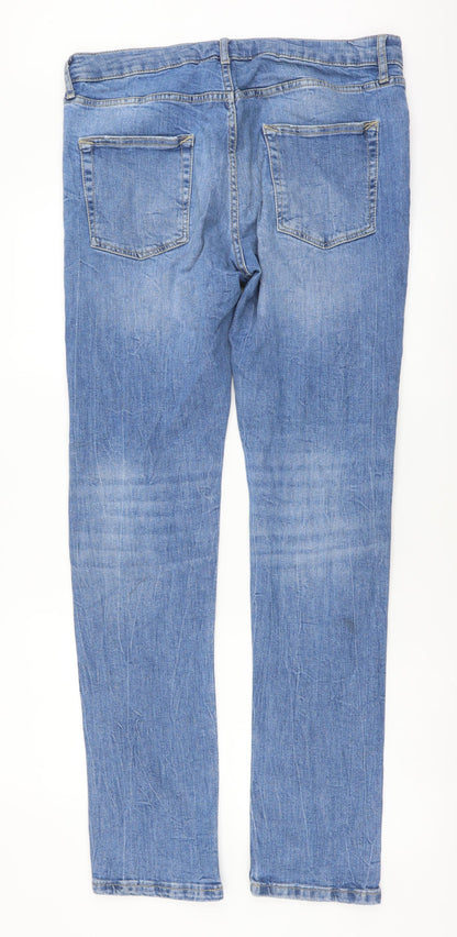 Mens UK Size 34 in Topman Regular Fit Straight Blue Jeans